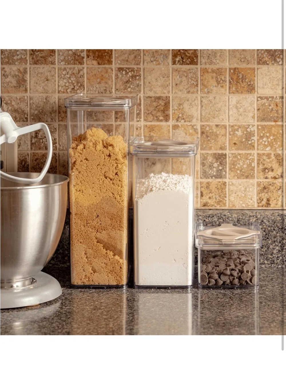 Leakproof Food Storage Container Set Twist-Lock Lids 3-Pack Stackable Canisters
